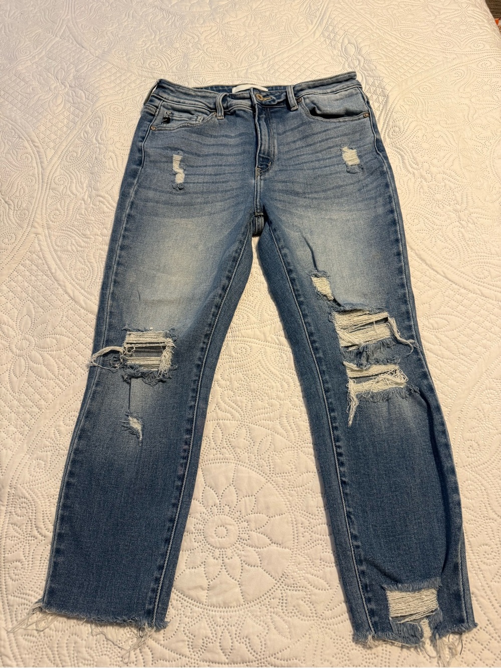 KanCan Distressed Boyfriend Jeans in Medium Blue